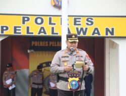 KAPOLRES PELALAWAN PIMPIN UPACARA KENAIKAN PANGKAT DAN PELEPASAN PERSONIL YANG PURNA TUGAS