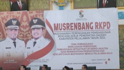 Musrenbang RKPD 2024, Tema : Mewujudkan Pemerataan pembangunan Insprastruktur Berkelanjutan Guna Meningkatkan Produktifitas Dan Kesejahteraan Masyarakat Menuju Pelalawan Maju