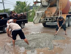 Sikapi Jalan Rusak Di Jalan Pertiwi, Pelindo Lakukan Pengecoran