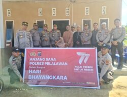 Ajang Sana Polres Pelalawan Dalam Rangka Hari Bhayangkara, AKBP Suwinto S.I.K Berbagi Di Kecamatan Pangkalan Kuras