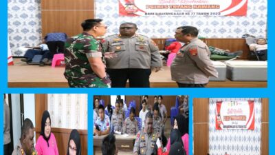 Sambut Hari Bhayangkara Ke-77, Polres Tulang Bawang Bersama TNI Gelar Bakti Kesehatan