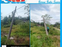 Tiang listrik hampir roboh acam keselamatan warga 