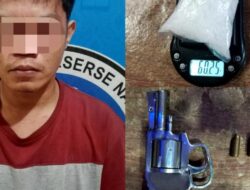 Sat Resnarkoba Polres Lampung Tengah Meringkus Seorang Pria Penyalahguna Narkotika Bersenjata Api
