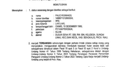 Diduga Mafia Hutan dan Sudah Ditetapkan Tersangka, Forkorindo Desak Polri Tahan PS