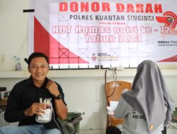 Sambut HUT Humas Polri Ke 72, Humas Polres Kuansing Gelar Kegiatan Donor Darah