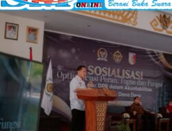 PJ Bupati Tulang Bawang Drs.Qudrotul Ikhwan.MM Menghadiri Acara Sosialisasi Optimalisasi Peran Tugas Fungsi BPK dan DPR di Gedung Serba Guna