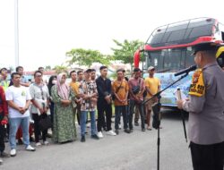 Mudik Kebangsaan, Kapolres Pelalawan Lepas Rombongan Tujuan Medan dan Binjai Sumut