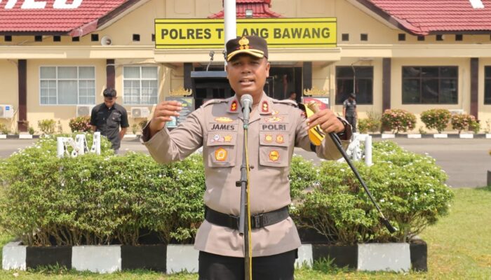 Pimpin Apel Kesiapan Simulasi Pengamanan Acara Pelantikan DPRD, AKBP James: Practice Makes Perfect