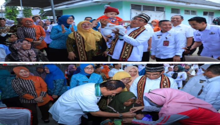 Pj Gubernur Lampung Drs Samsudin Di Dampingi Oleh Pj Tuba Qudrotul Ikhwan Peninjauan Posyandu