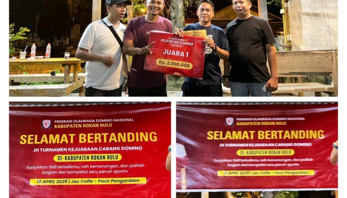 KEJURCAB Domino Rokan Hulu 2026 Sukses Digelar, 30 Tim Bersaing Rebut Tiket ke Kejurprov Riau