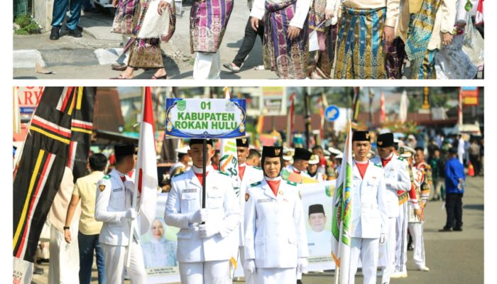 Kafilah Rokan Hulu Jadi Magnet Pawai Ta’aruf MTQ Riau 2026, Tampil Spektakuler dengan Tiga Ribu Peserta