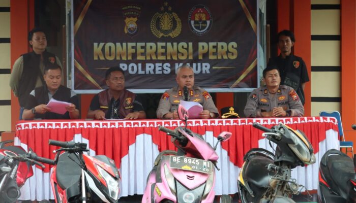 POLRES KAUR UNGKAP LIMA LAPORAN KASUS CURANMOR, DUA TERSANGKA DIAMANKAN DAN DELAPAN UNIT SEPEDA MOTOR DISELAMATKAN