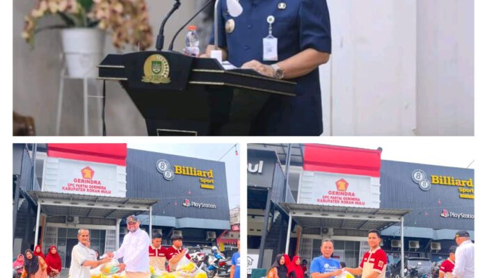 Gerindra Rokan Hulu Bagikan Ribuan Masker dan Sembako untuk Warga Terdampak Kabut Asap
