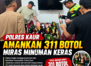 KRYD Polres Kaur Amankan 311 Botol Miras, Cipta Kondisi dan tekan Gangguan Kamtibmas